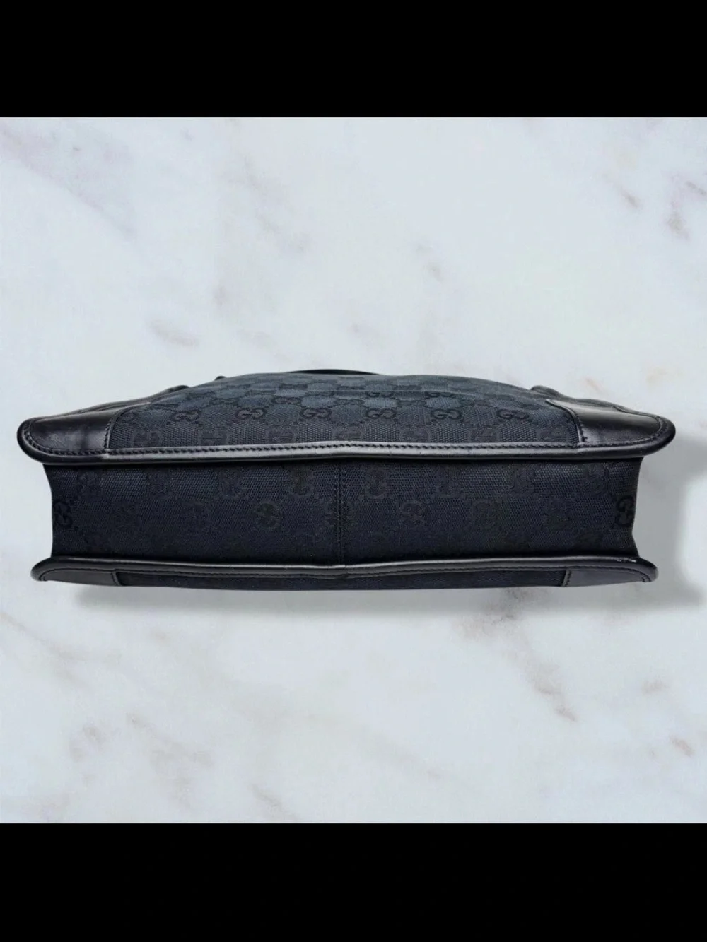 Gucci Black GG Canvas Messenger Bag with Adjustable Strap